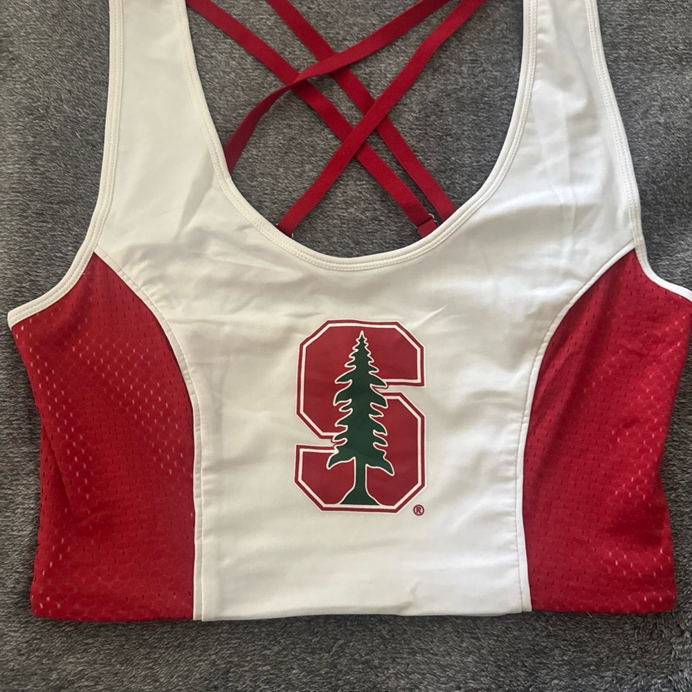 Stanford university Women's Red and White Sports Bra/crop top